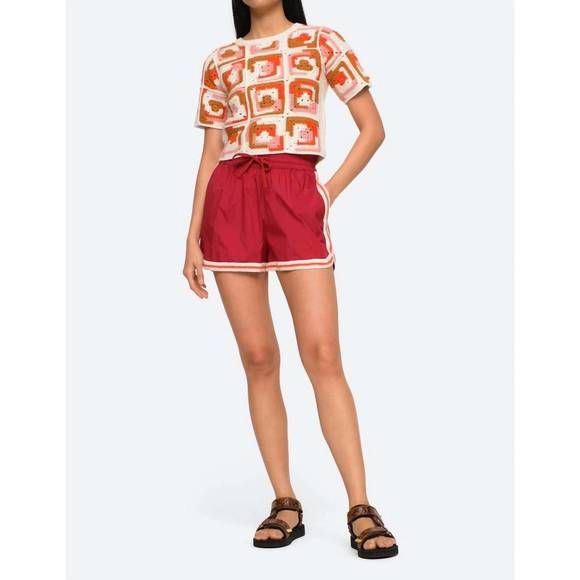 NEW SEA avery crochet edge shorts in red - Picture 5 of 5